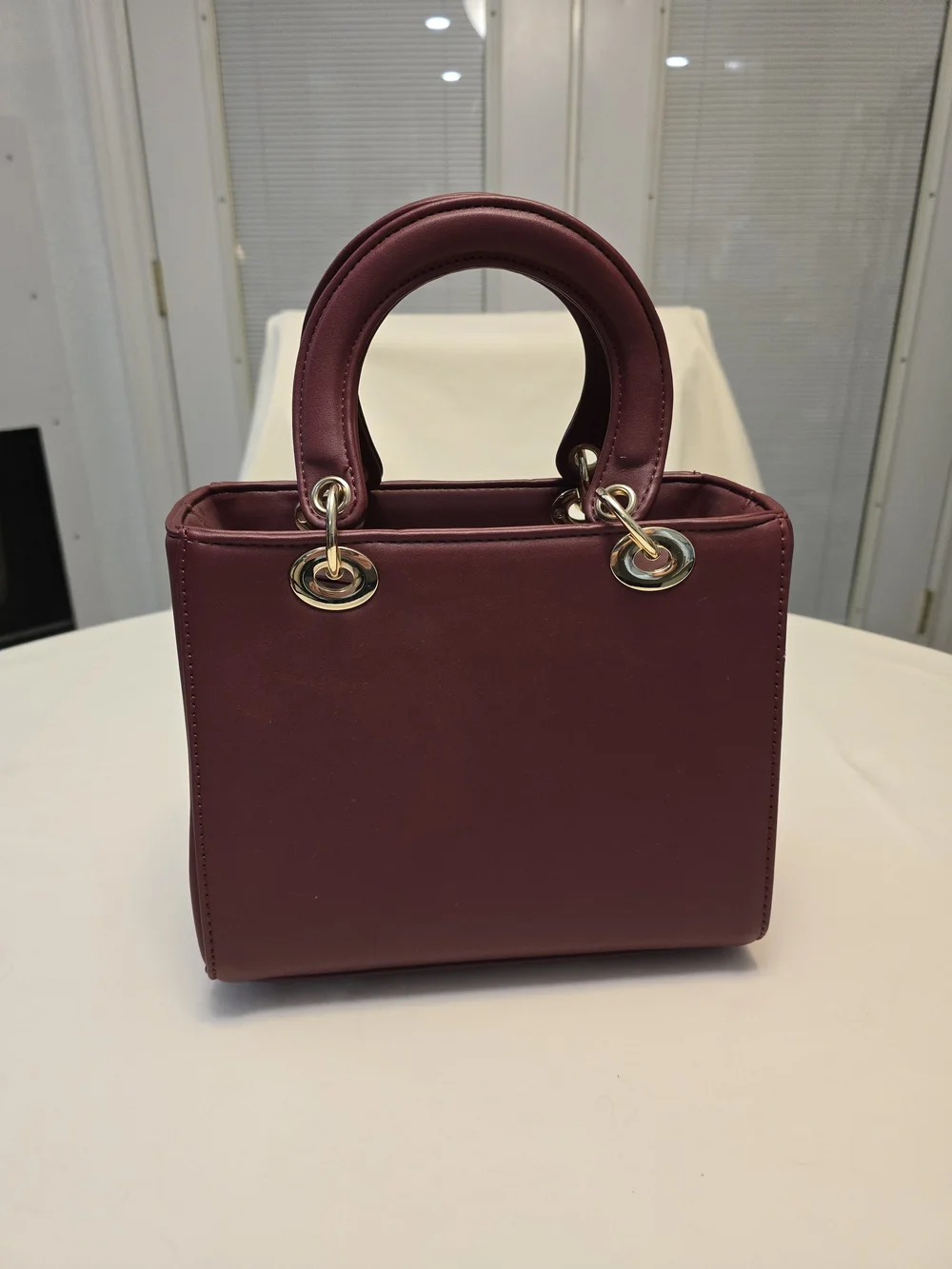 Designer-Inspired Burgundy Women’s Top-Handle Bag